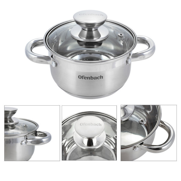 Каструля зі скляною кришкою Ofenbach KM-100511 1.7 л 16 см