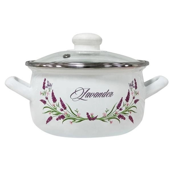 Каструля емальована Idea Home Lavander 6832790 16 см 1.8 л біла