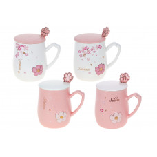 Кружка з кришкою та ложкою Bona Di Sakura 927-221 380 мл
