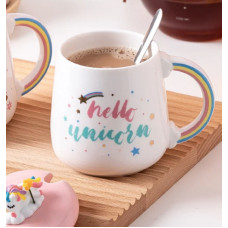 Кухоль з кришкою і ложкою Єдиноріг Hello unicorn 5697 420 мл