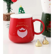 Кружка з кришкою новорічна Merry Christmas 13672 450 мл червона з білим