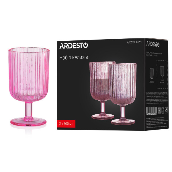 Набір келихів для вина Ardesto AR2630GPN 300 мл 2 шт рожевий