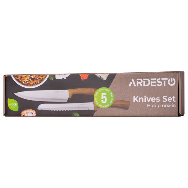 Набір ножів Ardesto Midori AR-2105-WD 5 предметів бежевий