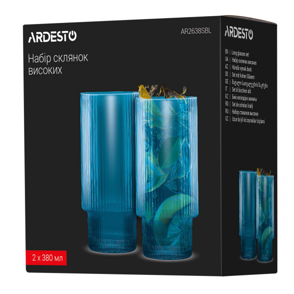 Набір високих склянок Ardesto AR2638SBL 380 мл 2 шт блакитний