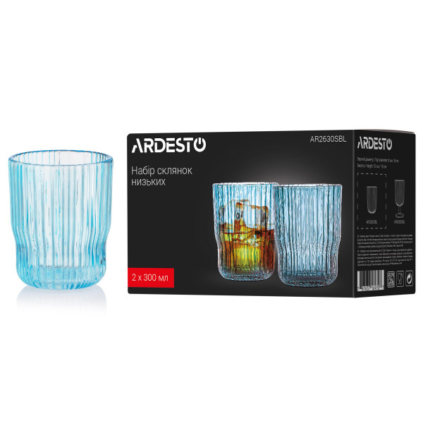 Набір склянок низьких Ardesto AR2630SBL 300 мл 2 шт блакитний