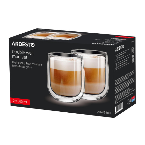 Набір склянок низьких із подвійними стінками Ardesto AR2636BR 360 мл 2 шт