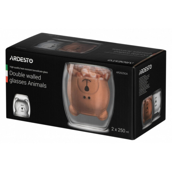 Набір склянок з подвійним дном Ardesto Animals AR-2625-GA 250 мл 2 шт