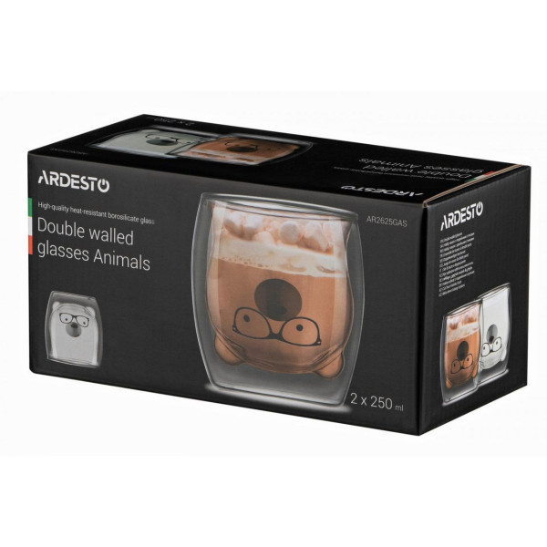 Набір склянок з подвійним дном Ardesto Animals AR-2625-GAS 250 мл 2 шт