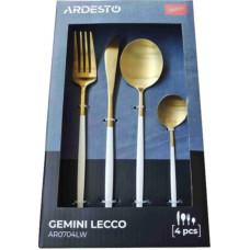 Набір столових приладів Ardesto Gemini LeССo AR0704LW 4 золотисті предмети з білим