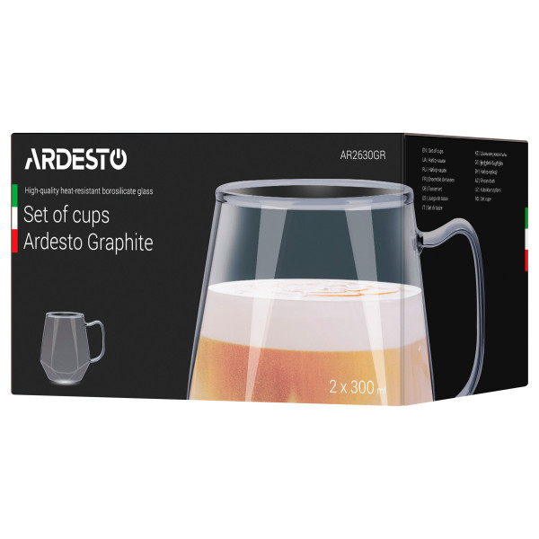 Набір чашок Ardesto Graphite AR-2630-GR 300 мл 2 шт