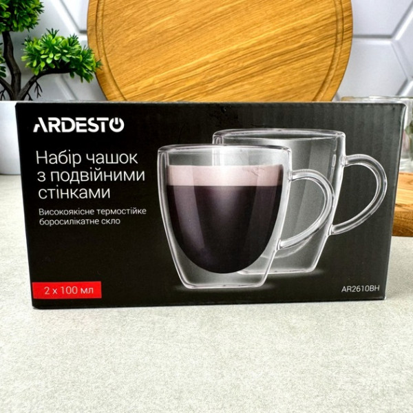 Набір чашок із подвійними стінками Ardesto AR2610BH 100 мл 2 шт