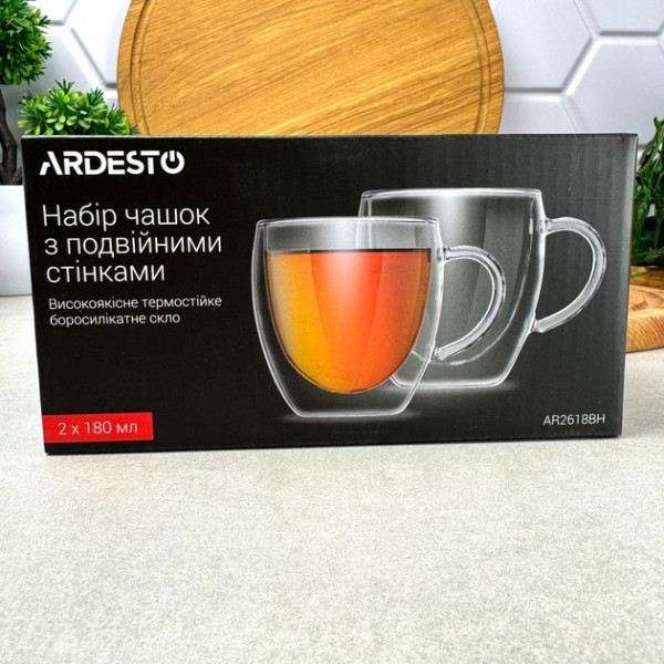 Набір чашок із подвійними стінками Ardesto AR2618BH 180 мл 2 шт