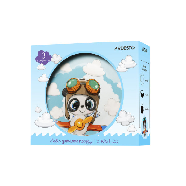 Набір дитячого посуду Ardesto Panda pilot AR-3451-PS 3 предмети