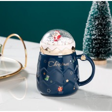 Кухоль з кришкою новорічна Christmas 8973 500 мл синя