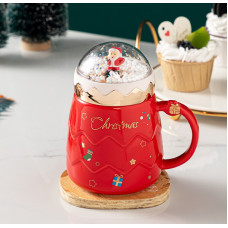 Кружка з кришкою новорічна Christmas 8974 500 мл червона