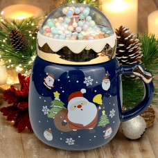 Кружка з кришкою новорічна Santa Claus 13660 400 мл синя