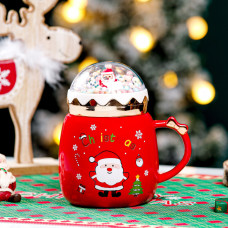 Кружка з кришкою новорічна Santa Claus 13661 400 мл червона