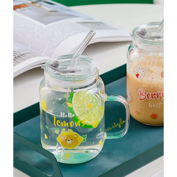 Кружка з трубочкою та кришкою Lemons 14602 400 мл