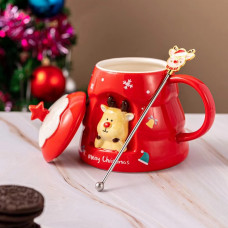 Кружка з кришкою новорічна Merry Christmas 13665 400 мл червона