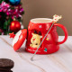 Кружка з кришкою новорічна Merry Christmas 13665 400 мл червона
