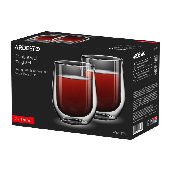 Набір склянок низьких з подвійними стінками Ardesto AR2637BR 320 мл 2 шт
