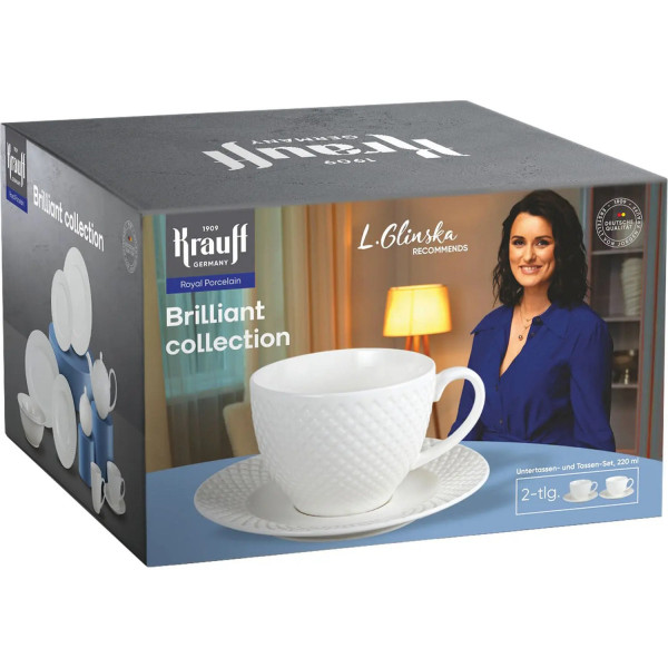 Набір чашок із блюдцями Krauff Brilliant collection 21-316-005 220 мл 2 шт білий