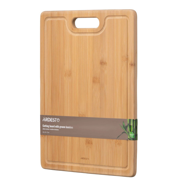 Кухонна дошка з жолобом Ardesto Midori AR1433BAM 33х24х1.5 см бежева