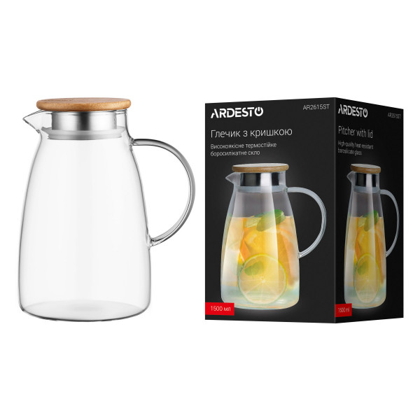 Глечик з кришкою Ardesto AR2615ST 1500 мл