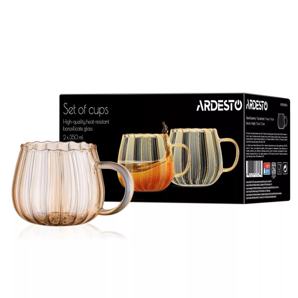 Набір чашок Ardesto Golden Moon AR2635BGG 350 мл 2 шт золотистий
