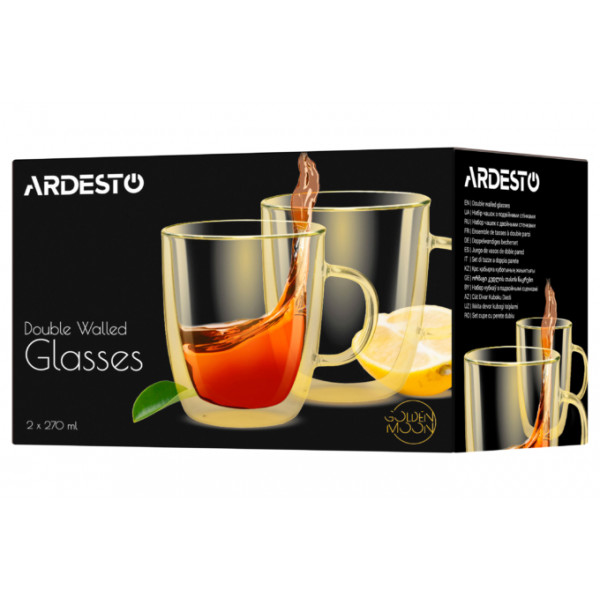 Набір чашок із подвійними стінками Ardesto Golden Moon AR-2627-GG 270 мл 2 шт