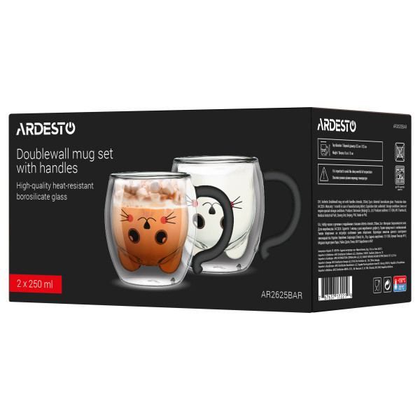 Набір чашок з подвійними стінками Ardesto Animals AR2625BAR 250 мл 2 шт