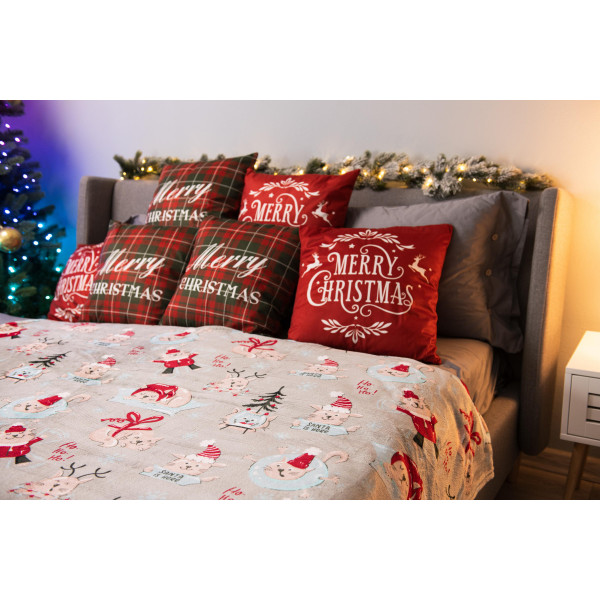 Плед Ardesto Flannel Різдвяні котики ART0120PB 160х200 см бежевий