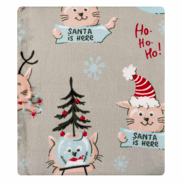 Плед Ardesto Flannel Різдвяні котики ART0120PB 160х200 см бежевий