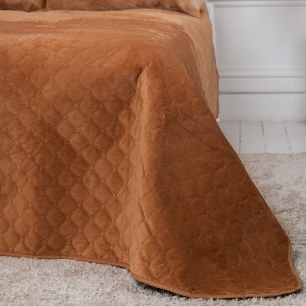 Покривало двоспальне ТЕП Velour Ромб 4-00516-22388 180х240 см кавове