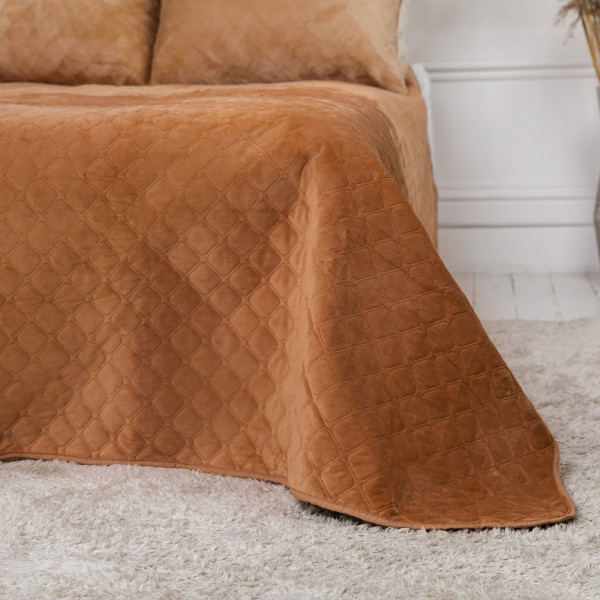Покривало двоспальне ТЕП Velour Ромб 4-00516-22388 180х240 см кавове