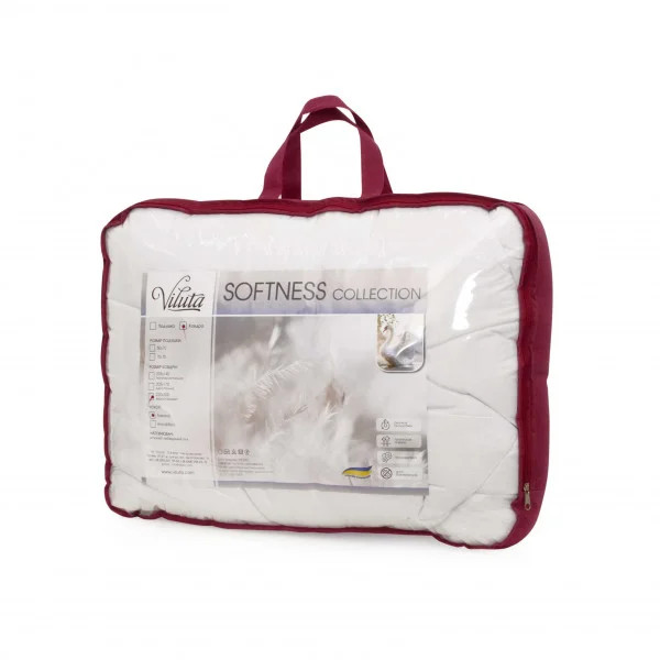 Ковдра полуторна стьобана Viluta Soft Лебяжий пух 21376 140x205 см біла Ковдра полуторна стьобана Viluta Soft Лебяжий пух 21376 140x205 см біла