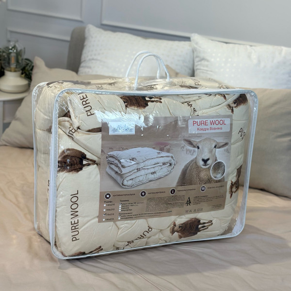 Ковдра двоспальна з овечої вовни Arda Pure wool 21434 175х215 см бежева Ковдра двоспальна з овечої вовни Arda Pure wool 21434 175х215 см бежева