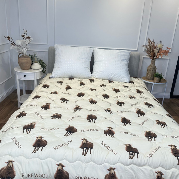 Ковдра євро відкрита двостороння з вовни Arda Pure Wool 21441 195х215 см капучино Ковдра євро відкрита двостороння з вовни Arda Pure Wool 21441 195х215 см капучино