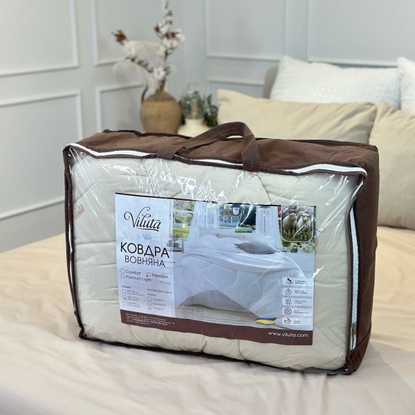 Ковдра євро вовняна Viluta Premium 21432 200x220 см бежева Ковдра євро вовняна Viluta Premium 21432 200x220 см бежева