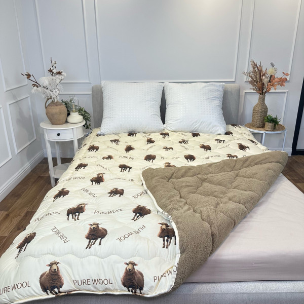 Ковдра полуторна відкрита двостороння з вовни Arda Pure Wool 21439 150х210 см капучино Ковдра полуторна відкрита двостороння з вовни Arda Pure Wool 21439 150х210 см капучино