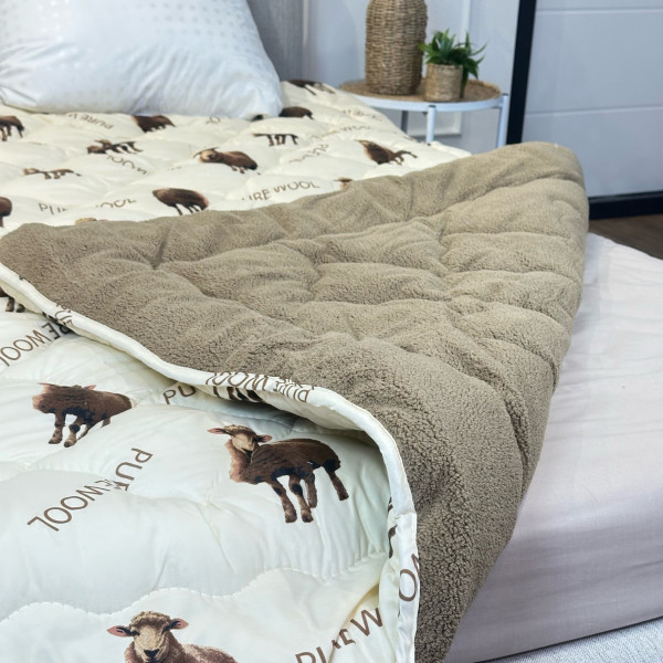 Ковдра полуторна відкрита двостороння з вовни Arda Pure Wool 21439 150х210 см капучино Ковдра полуторна відкрита двостороння з вовни Arda Pure Wool 21439 150х210 см капучино