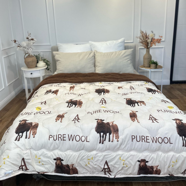 Ковдра полуторна відкрита двостороння з вовни Arda Pure Wool 21445 150х210 см шоколадне Ковдра полуторна відкрита двостороння з вовни Arda Pure Wool 21445 150х210 см шоколадне