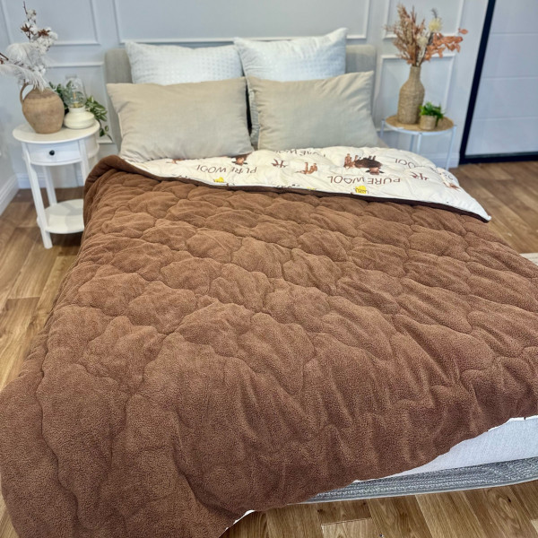 Ковдра полуторна відкрита двостороння з вовни Arda Pure Wool 21445 150х210 см шоколадне Ковдра полуторна відкрита двостороння з вовни Arda Pure Wool 21445 150х210 см шоколадне