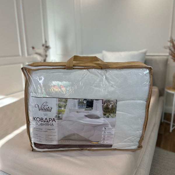 Ковдра полуторна вовняна Viluta Comfort 21421 140x205 см бежева Ковдра полуторна вовняна Viluta Comfort 21421 140x205 см бежева