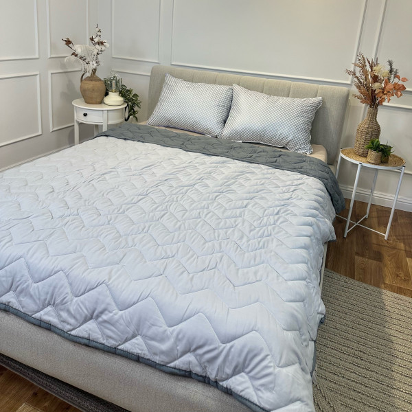 Одеяло двуспальное двустороннее летнее из холофайбера Leri Max 21539 180х210 см графитовое