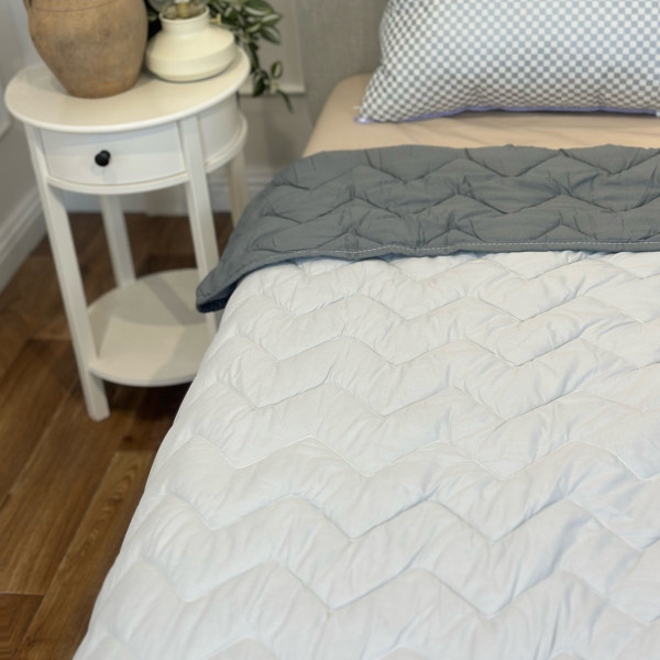 Одеяло двуспальное двустороннее летнее из холофайбера Leri Max 21539 180х210 см графитовое