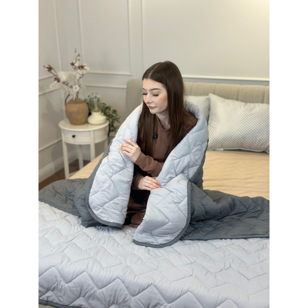 Одеяло двуспальное двустороннее летнее из холофайбера Leri Max 21539 180х210 см графитовое