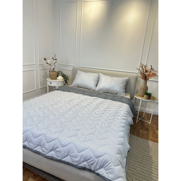 Одеяло двуспальное двустороннее летнее из холофайбера Leri Max 21539 180х210 см графитовое