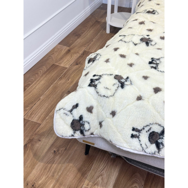 Ковдра двоспальна двостороння відкрита з овчини Leri Max 21547 180х210 см бежева