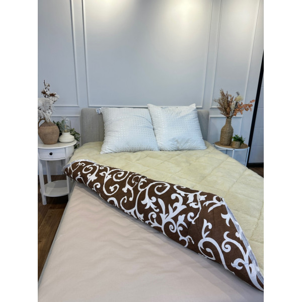 Ковдра двоспальна відкрита зимова з вовни Leri Max 21511 175х210 см коричнева